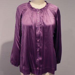 BCBGMaxAzria Silk Blouse w/ Ruffle Collar